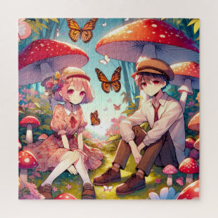 Whimsical romantisch anime koppel legpuzzel