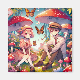 Whimsical romantisch anime koppel magneet