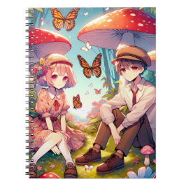 Whimsical romantisch anime koppel notitieboek