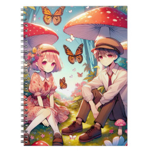 Whimsical romantisch anime koppel notitieboek