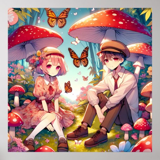Whimsical romantisch anime koppel poster (Voorkant)