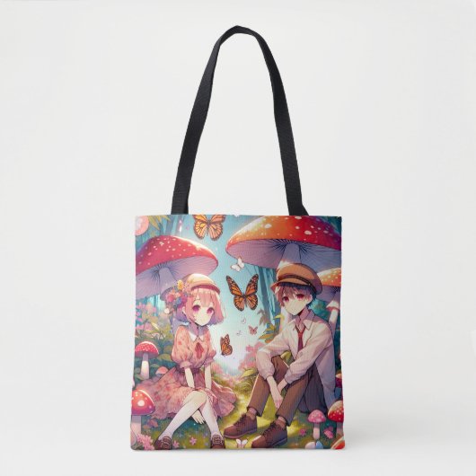 Whimsical romantisch anime koppel tote bag (Voorkant)