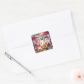 Whimsical romantisch anime koppel vierkante sticker (Envelop)