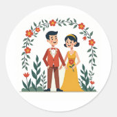 Whimsical Romantische Couples Sticker (Voorkant)