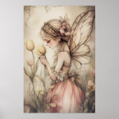 Whimsical Romantische Fairy op het gebied van bloe Poster (Voorkant)