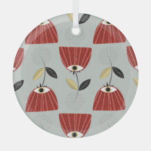 Whimsical rood bloemstuk glas ornament