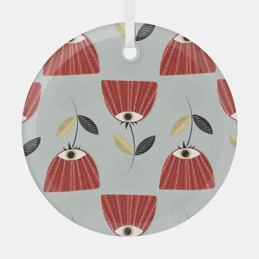 Whimsical rood bloemstuk glas ornament (Voorkant)
