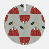 Whimsical rood bloemstuk glas ornament (Achterkant)