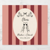 Whimsical rood en roze gestreepte trouw likeurfles etiket (Enkel label)