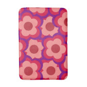 Whimsical Rood & Roze Bloemen Retro, Bold Preppy Badmat (Voorkant Verticaal)