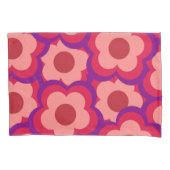 Whimsical Rood & Roze Bloemen Retro, Bold Preppy Kussensloop (Voorkant)