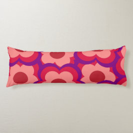 Whimsical Rood & Roze Bloemen Retro, Bold Preppy Lichaamskussen