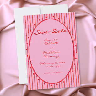 Whimsical rood roze waterverf streep bruiloft save the date