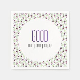 Whimsical rood wijnglas illustratiepatroon servet