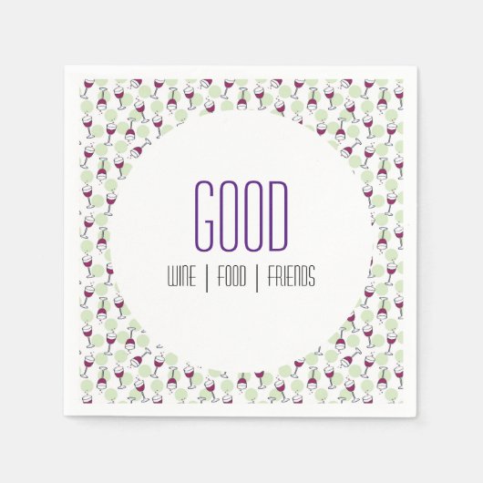 Whimsical rood wijnglas illustratiepatroon servet (Voorkant)