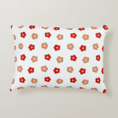 Whimsical Rood & Wit Bloem Retro Bloemen Ontwerp Accent Kussen (Achterkant)