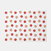Whimsical Rood & Wit Bloem Retro Bloemen Ontwerp Deurmat (Voorkant)