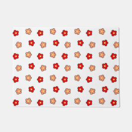 Whimsical Rood & Wit Bloem Retro Bloemen Ontwerp Deurmat