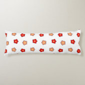 Whimsical Rood & Wit Bloem Retro Bloemen Ontwerp Lichaamskussen (Voorkant)