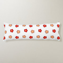 Whimsical Rood & Wit Bloem Retro Bloemen Ontwerp Lichaamskussen