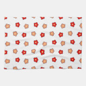 Whimsical Rood & Wit Bloem Retro Bloemen Ontwerp Theedoek (Horizontaal)
