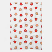 Whimsical Rood & Wit Bloem Retro Bloemen Ontwerp Theedoek (Verticaal)