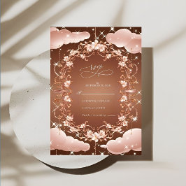 Whimsical Roos Goud Bloemen Huwelijk RSVP Kaartje