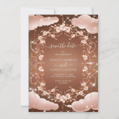 Whimsical Roos Goud Bloemen Save The Date Kaart (Voorkant)