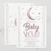 Whimsical Roos Gouden Roze Maan Sterren Baby showe Kaart (Voorkant / Achterkant)