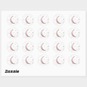Whimsical Roos Gouden Roze Maan Sterren Baby showe Ronde Sticker (Vel)