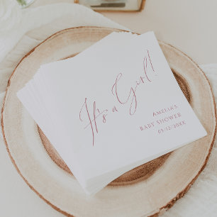 Whimsical Roos Script Het is een Meisje Baby showe Servet