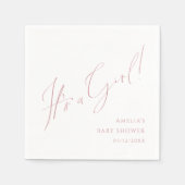 Whimsical Roos Script Het is een Meisje Baby showe Servet (Voorkant)