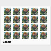 Whimsical Roos Topiary Impressionistische Schilder Vierkante Sticker (Vel)