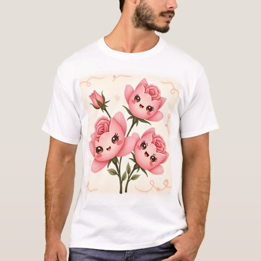 Whimsical Rose Buddies T-shirt (Voorkant)