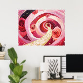 Whimsical roses garden poster (Thuiskantoor)