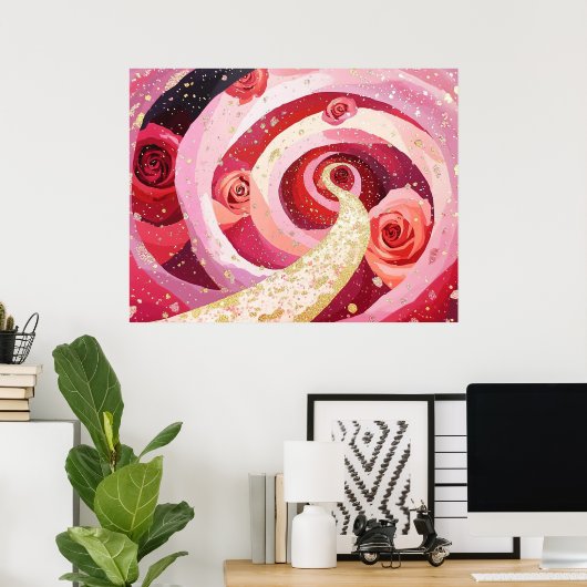 Whimsical roses garden poster (Thuiskantoor)