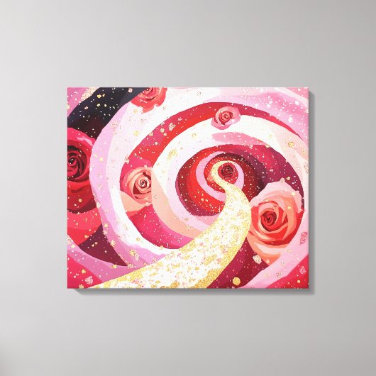 Whimsical roses garden Stretched Canvas Print (Voorkant)
