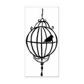 Whimsical Round Birdcage Rubber Art Stamp Rubberstempel (Afrduk)