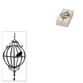 Whimsical Round Birdcage Rubber Art Stamp Rubberstempel (Gestempeld)