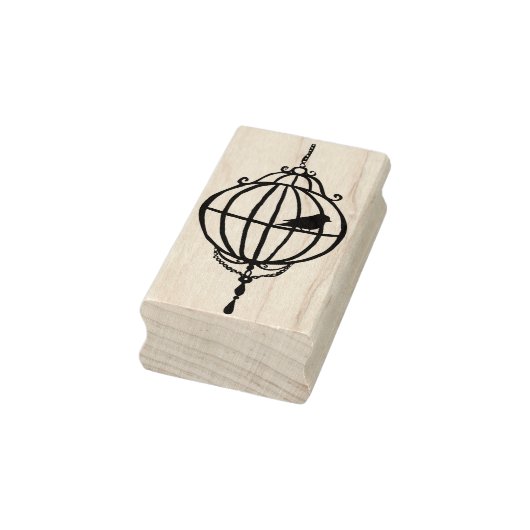 Whimsical Round Birdcage Rubber Art Stamp Rubberstempel (Stempel)