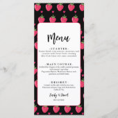 Whimsical Roze Aardbei Bruiloft Menu (Voorkant)