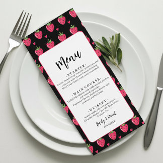 Whimsical Roze Aardbei Bruiloft Menu