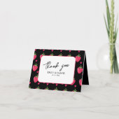 Whimsical Roze Aardbei Huwelijk Bedankkaart (Voorkant)