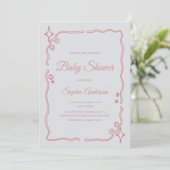 Whimsical Roze Baby shower met Sparkle Border Kaart (Staand voorkant)