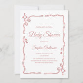 Whimsical Roze Baby shower met Sparkle Border Kaart (Voorkant)