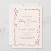 Whimsical Roze Baby shower met Sparkle Border Kaart (Voorkant)