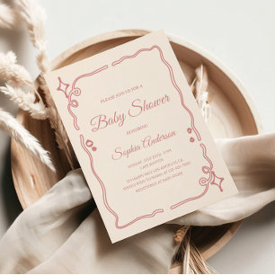 Whimsical Roze Baby shower met Sparkle Border Kaart