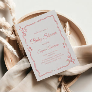Whimsical Roze Baby shower met Sparkle Border Kaart