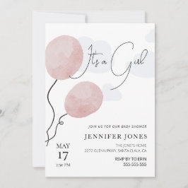 Whimsical roze ballon het is een meisje kaart