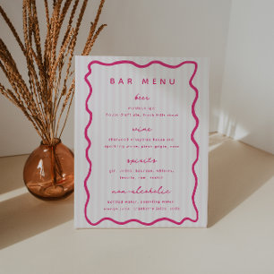 Whimsical Roze Bar Menu Lijst Reclamebord Met Voetstuk